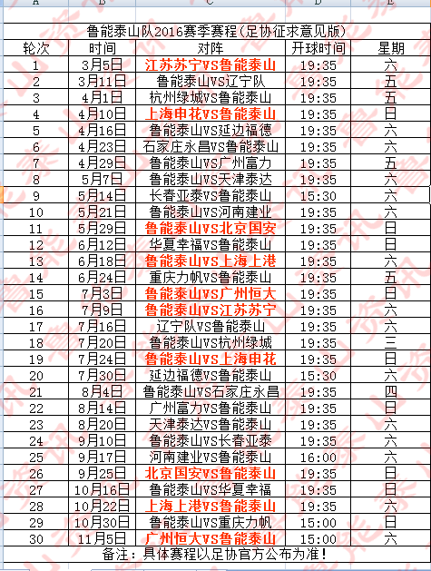 中超的揭幕战是3月5日江苏苏宁与鲁能泰山的比赛